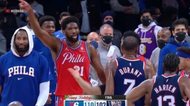 Joel Embiid telling Kevin Durant to leave his own court is hilarious 😀