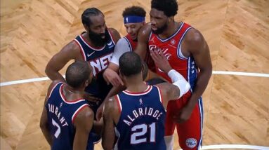 KD tryna fight Joel Embiid cuz he talked some sh*t after hitting a dagger