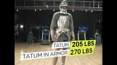 Can Jayson Tatum dunk in a suit of armor?! | #shorts