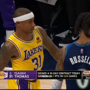 Isaiah Thomas checks in, gets a standing ovation and scores first points 🙌