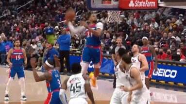 Daniel Gafford got the Wizards bench out of control with this windmill putback dunk