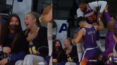 Jae Crowder dove after a loose ball and nearly took out JoJo Siwa 🤭