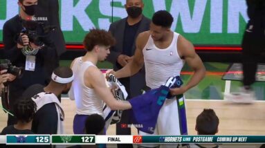 Giannis trading jerseys with LaMelo is dope 🙌