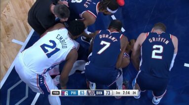 Joel Embiid Checked Up On Claxton After Scary Back Injury!