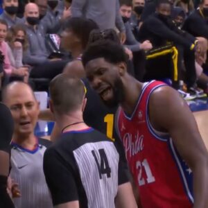 Joel Embiid just get a technical for rubbing his hair！