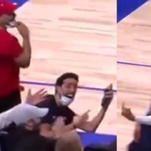 Kyle Kuzma gives the middle finger to a Pistons fan 😀