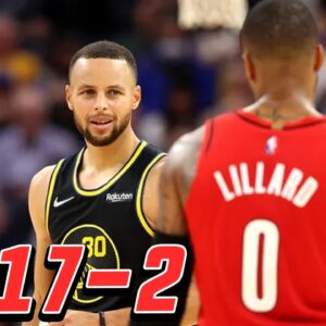 Warriors 17-2 1st Whole League With Stephen Curry and Andrew Combine 57 Points Over Blazers!!!