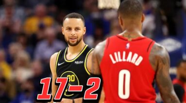 Warriors 17-2 1st Whole League With Stephen Curry and Andrew Combine 57 Points Over Blazers!!!