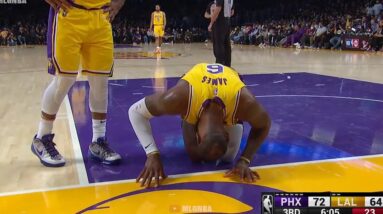 LeBron James landed awkwardly on Jae Crowder's foot