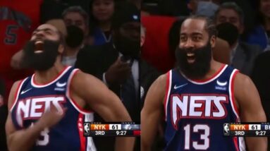 James Harden Didn’t Know How To React After His Once In A Lifetime PUTBACK DUNK😂