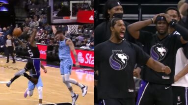 "OHH MY GOSH" - De'Aaron Fox CRAZY Acrobatic Dunk!