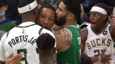 Bobby Portis and Grant Williams go face-to-face after that play 😮