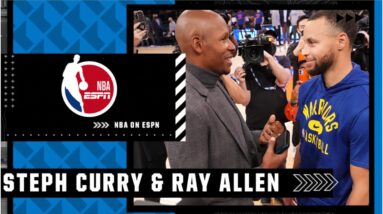 Steph Curry shares a moment with Ray Allen & Reggie Miller 🏆 🎉
