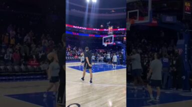 Steph Curry SPLASH during warmups 👀 🔥 | #shorts