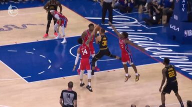 Stephen Curry Crazy Mid-Air Move To Get Wide Open For Three!