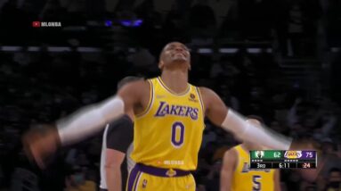 Westbrook with the crowd hyping 3 to push the Lakers to a strong lead 😎