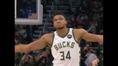 Giannis couldn't help himself after this three 🤣 #Shorts